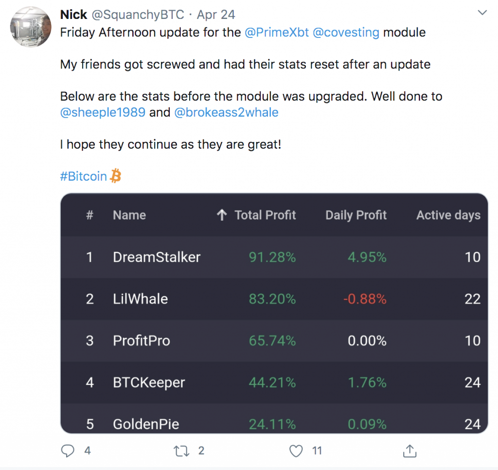 Intermediate Covesting Fund Management Module Beta Update - nick squanchybtc twitter 2020 04 27 20 39 52 1024x967